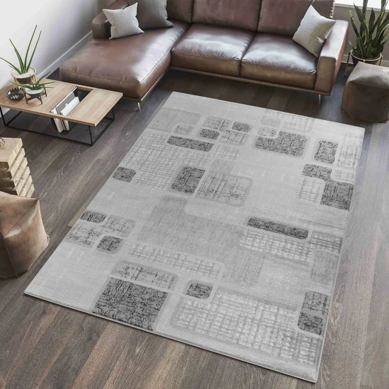 Grey Geometric Area Rug Photo 1