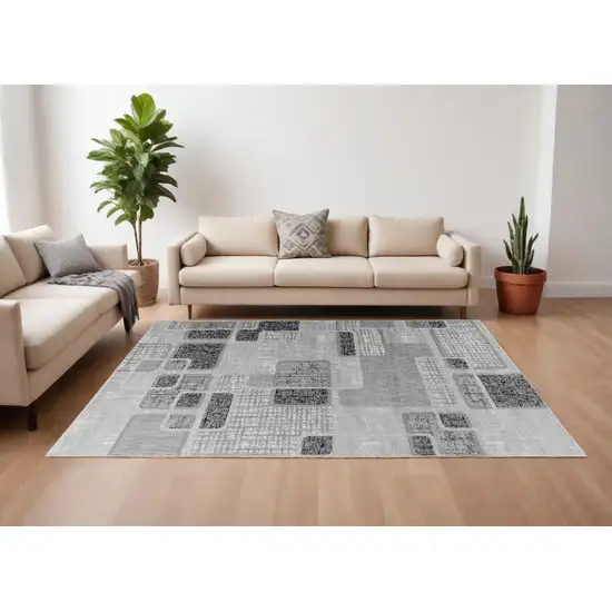 8' X 11' Grey Geometric Area Rug Photo 1