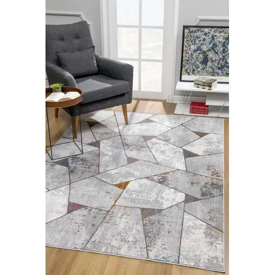 Grey Geometric Area Rug Photo 6