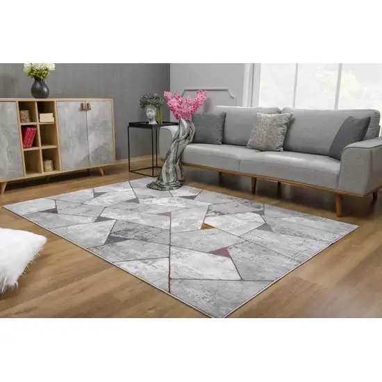 Grey Geometric Area Rug Photo 11