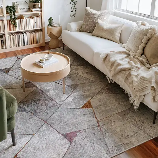 Grey Geometric Area Rug Photo 3