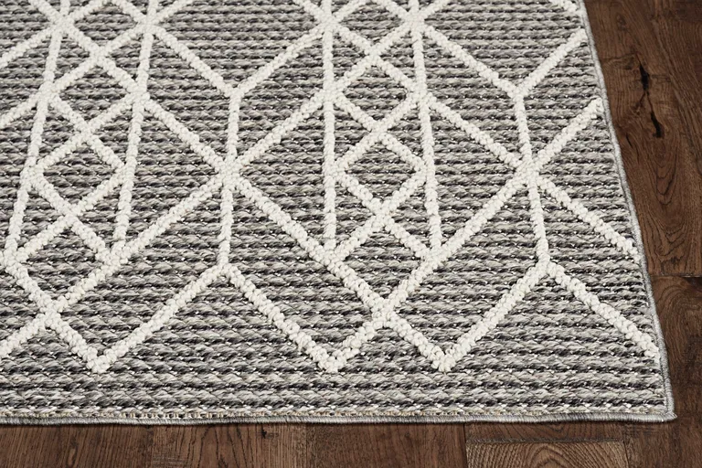 Grey Geometric Lines Runner Rug Photo 2