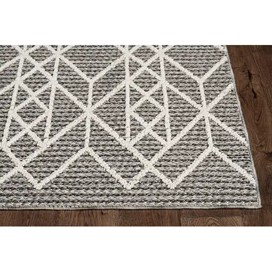 Grey Geometric Lines Runner Rug Photo 2