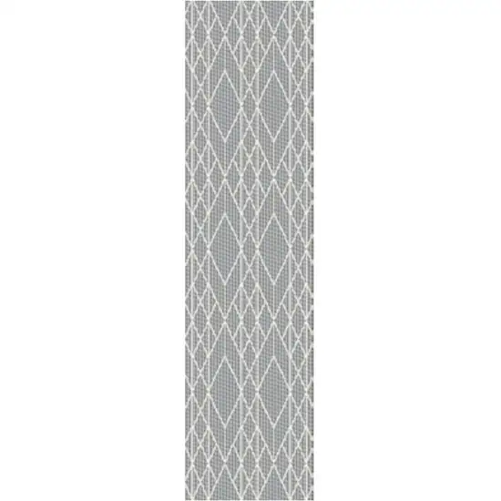 Grey Geometric Lines Runner Rug Photo 2