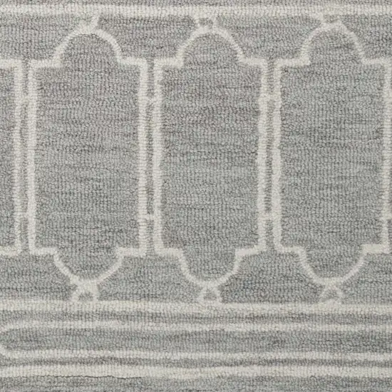 Grey Geometric Pattern Wool Area Rug Photo 5