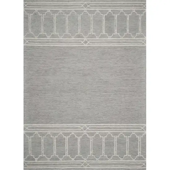 Grey Geometric Pattern Wool Area Rug Photo 6