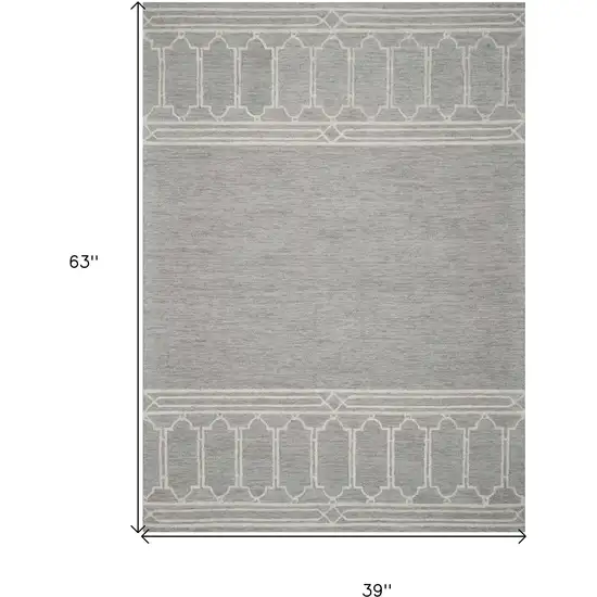 Grey Geometric Pattern Wool Area Rug Photo 3