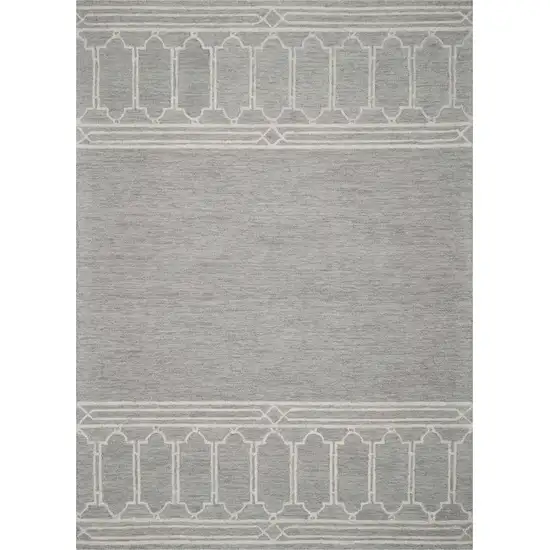 Grey Geometric Pattern Wool Area Rug Photo 1