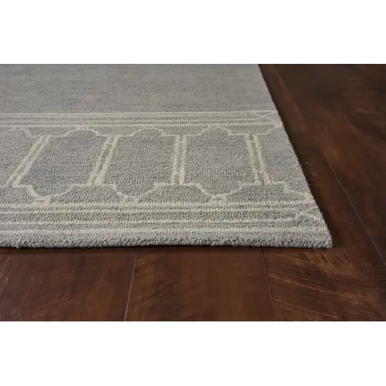 Grey Geometric Pattern Wool Area Rug Photo 5