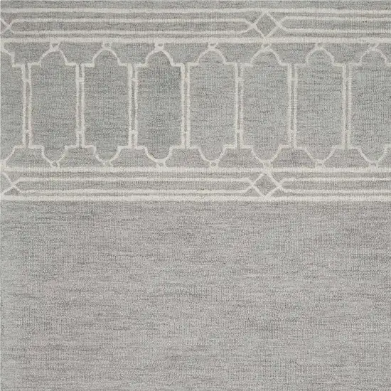 Grey Geometric Pattern Wool Area Rug Photo 3