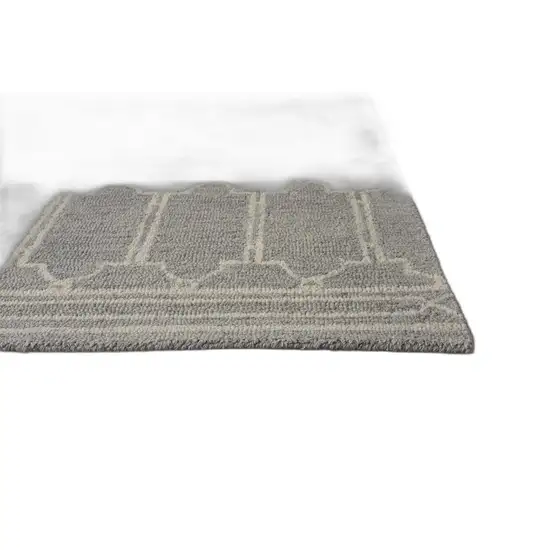 Grey Geometric Pattern Wool Area Rug Photo 4