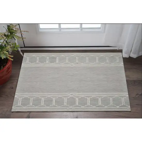 Grey Geometric Pattern Wool Area Rug Photo 1