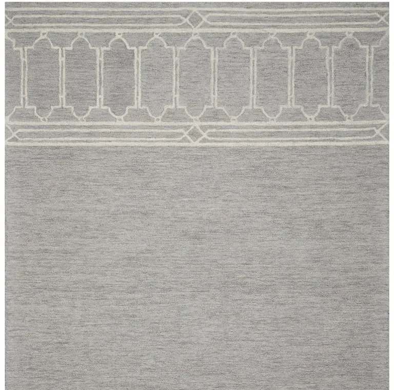 Grey Geometric Pattern Wool Indoor Area Rug Photo 3