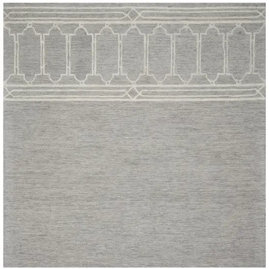 Grey Geometric Pattern Wool Indoor Area Rug Photo 3