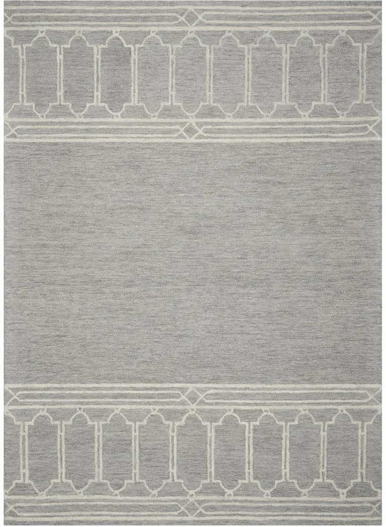 Grey Geometric Pattern Wool Indoor Area Rug Photo 1