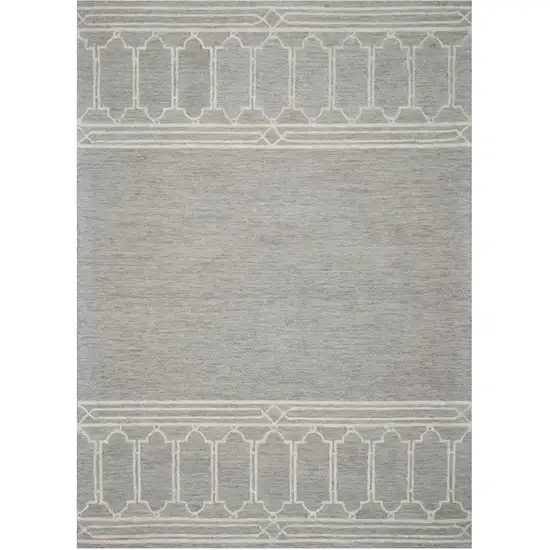 Grey Geometric Pattern Wool Indoor Area Rug Photo 1