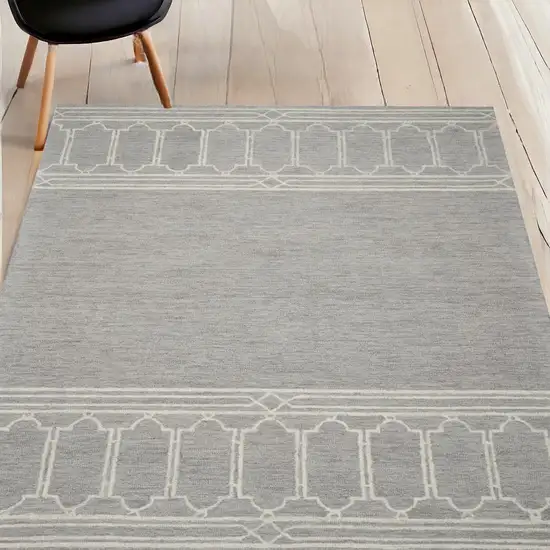 Grey Geometric Pattern Wool Indoor Area Rug Photo 1