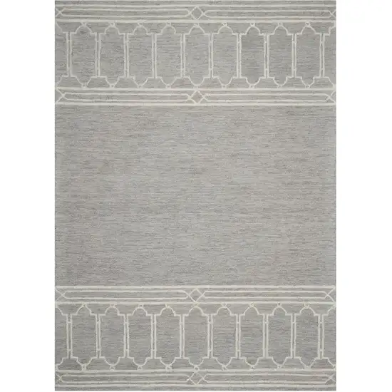 Grey Geometric Pattern Wool Indoor Area Rug Photo 2