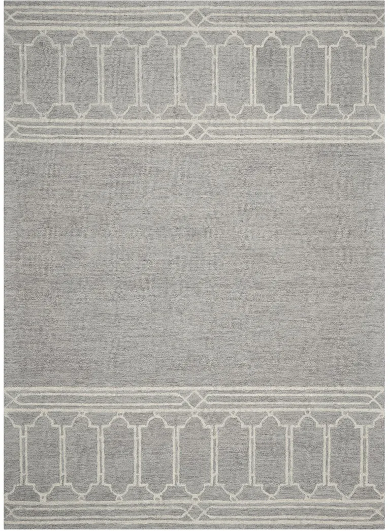 Grey Geometric Pattern Wool Indoor Area Rug Photo 2