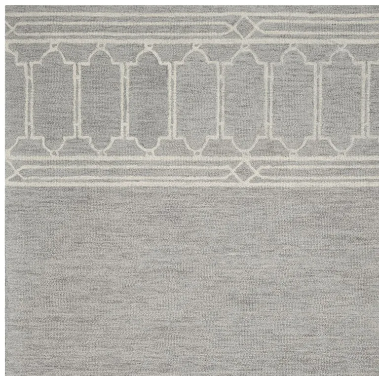 Grey Geometric Pattern Wool Indoor Area Rug Photo 4