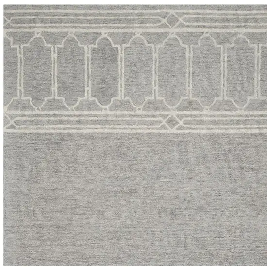 Grey Geometric Pattern Wool Indoor Area Rug Photo 4