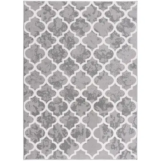 Grey Geometric Power Loom Stain Resistant Area Rug Photo 4