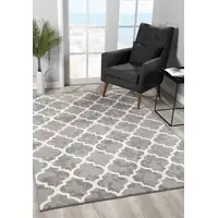 Photo of Grey Geometric Power Loom Stain Resistant Area Rug