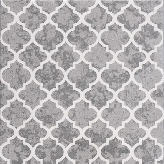 Grey Geometric Power Loom Stain Resistant Area Rug Photo 5