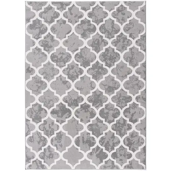 Grey Geometric Power Loom Stain Resistant Area Rug Photo 4