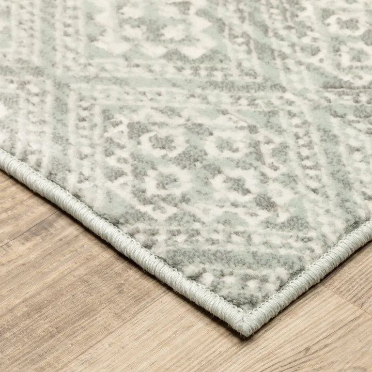 Grey Geometric Power Loom Stain Resistant Area Rug Photo 5