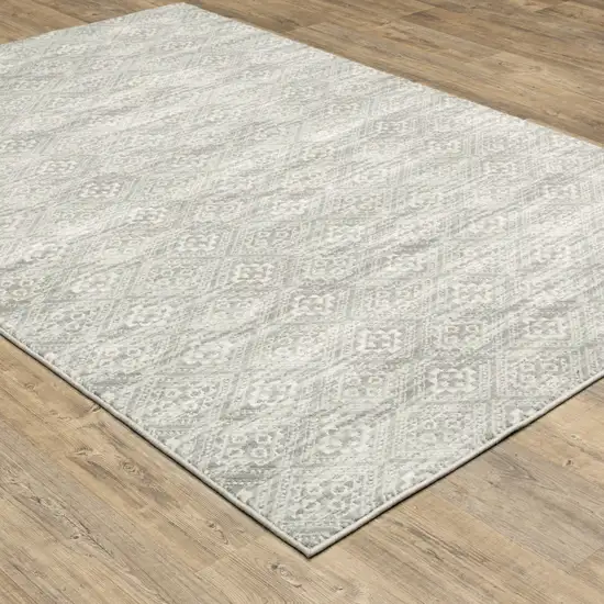 Grey Geometric Power Loom Stain Resistant Area Rug Photo 6