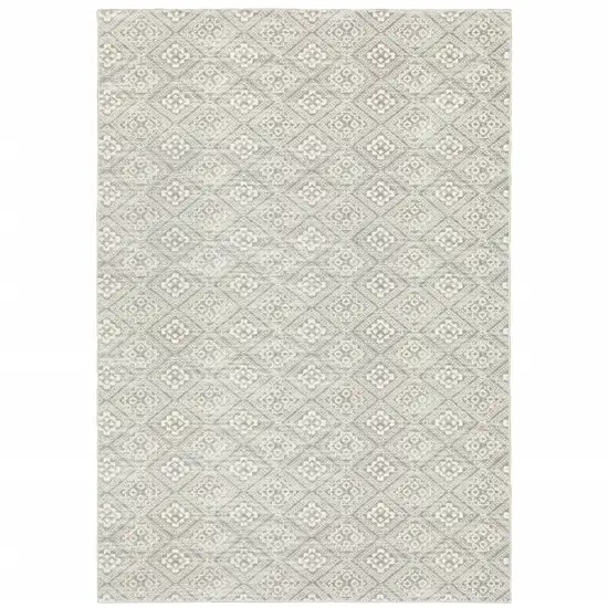 Grey Geometric Power Loom Stain Resistant Area Rug Photo 1