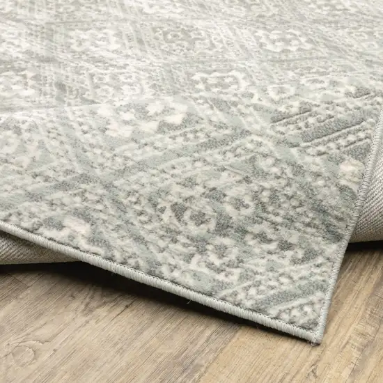 Grey Geometric Power Loom Stain Resistant Area Rug Photo 8