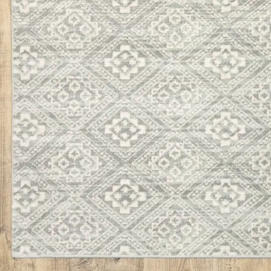 Grey Geometric Power Loom Stain Resistant Area Rug Photo 3