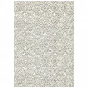 Photo of Grey Geometric Power Loom Stain Resistant Area Rug