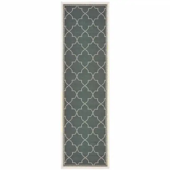 Grey Geometric Stain Resistant Indoor Outdoor Area Rug Photo 1