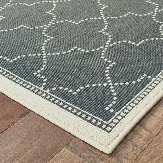 Grey Geometric Stain Resistant Indoor Outdoor Area Rug Photo 3