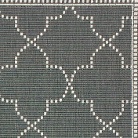 Grey Geometric Stain Resistant Indoor Outdoor Area Rug Photo 6