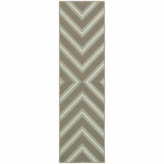 Grey Geometric Stain Resistant Indoor Outdoor Area Rug Photo 1