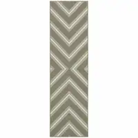 Photo of Grey Geometric Stain Resistant Indoor Outdoor Area Rug