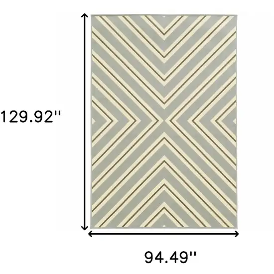 Grey Geometric Stain Resistant Indoor Outdoor Area Rug Photo 5