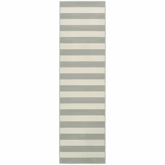 Grey Geometric Stain Resistant Indoor Outdoor Area Rug Photo 1