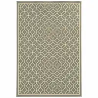 Photo of Grey Geometric Stain Resistant Indoor Outdoor Area Rug