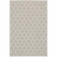 Photo of Grey Geometric Stain Resistant Indoor Outdoor Area Rug