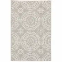 Photo of Grey Geometric Stain Resistant Indoor Outdoor Area Rug