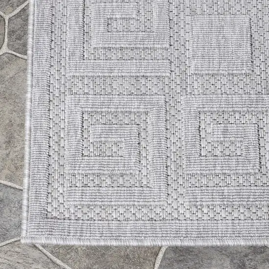 Grey Geometric Stain Resistant Non Skid Indoor Outdoor Area Rug Photo 3