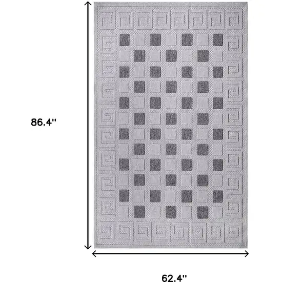 Grey Geometric Stain Resistant Non Skid Indoor Outdoor Area Rug Photo 9