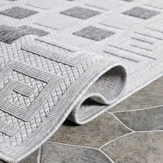 Grey Geometric Stain Resistant Non Skid Indoor Outdoor Area Rug Photo 6