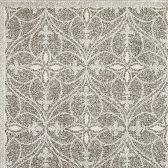 Grey Geometric Trellis UV Treated Indoor Area Rug Photo 3