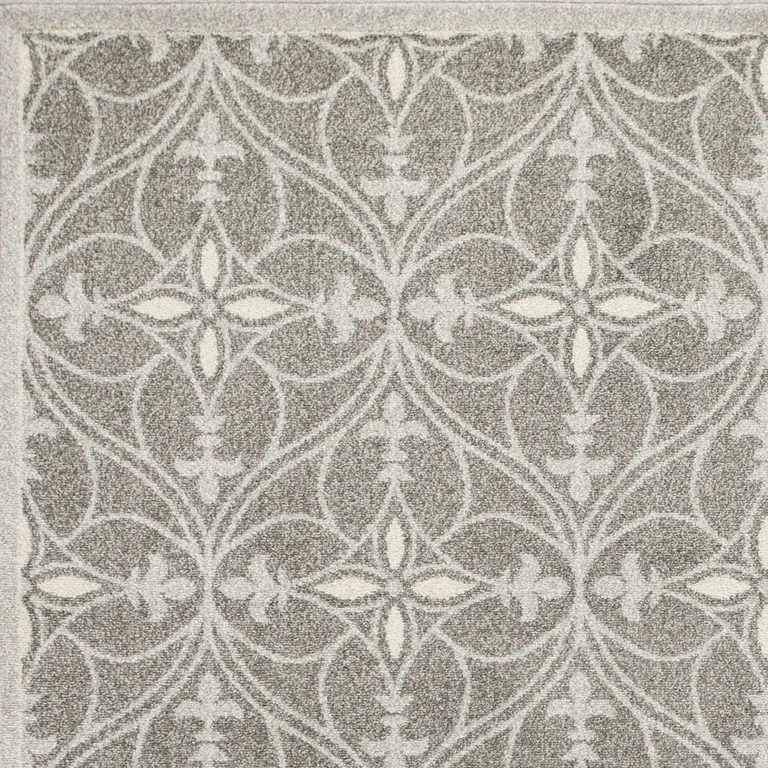 Grey Geometric Trellis UV Treated Indoor Area Rug Photo 3